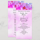 Programme Heart Pearls Pink Floral Butterfly Wedding Program (Devant / Derrière)