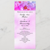 Programme Heart Pearls Pink Floral Butterfly Wedding Program (Devant)