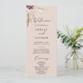 Programme Herbe Boho Pampas | Peach Wedding Program (Debout devant)