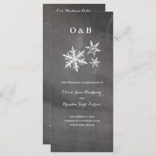 Programme Hiver Frost Snowflakes Chalkboar Ceremony Programm (Devant / Derrière)