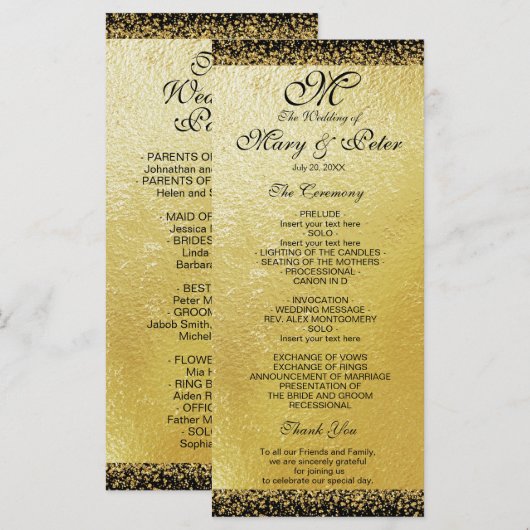 Programme Huile d'or moderne et Confetti (Devant / Derrière)