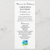 Programme Hydrangea Blue Floral Aquarelle Mariage rustique (Devant)