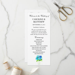Programme Hydrangea Blue Floral Aquarelle Mariage rustique