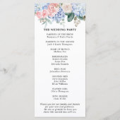 Programme Hydrangées bleu pâle rose pastel mariage (Dos)