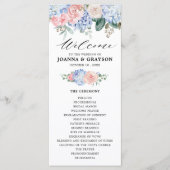Programme Hydrangées bleu pâle rose pastel mariage (Devant)