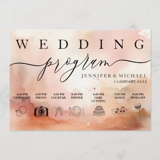 Programme Icône Mariage RoseGold Earthtone Aquarelle (Devant)