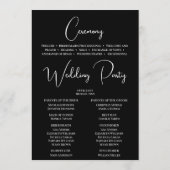 Programme Icônes de calendrier de mariage moderne en noir et (Dos)