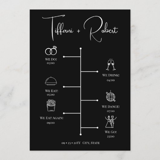 Programme Icônes du scénario Mariage noir et blanc moderne (Devant)
