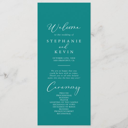 Programme Idyllique Stylish Calligraphie Mariage Turquoise (Devant)