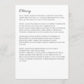 Programme In Love Memory Photo Simple nécrologie Funéraire (Dos)