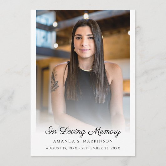 Programme In Love Memory Photo Simple nécrologie Funéraire (Devant)