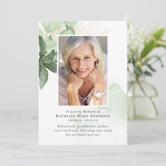 Programme In Loving Memory Greenery Photo Memorial Service (Debout devant)