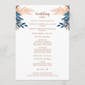 Programme Indigo Rust Moderne Floral Boho Élégant Mariage (Dos)