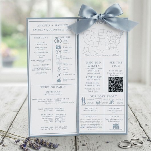 Programme Infographique de Mariage Bleu Poussiéreu
