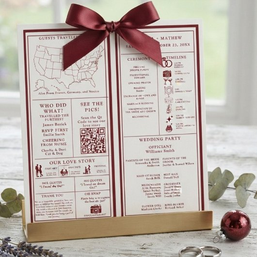 Programme Infographique de Mariage Burgundy et Ivo