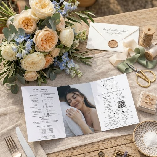 Programme Infographique de Mariage Minimaliste Mod