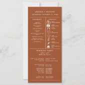 Programme infographique de mariage orange brûlé (Devant)