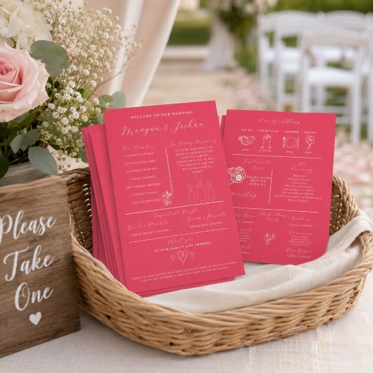Programme Infographique de Mariage Rose Moderne