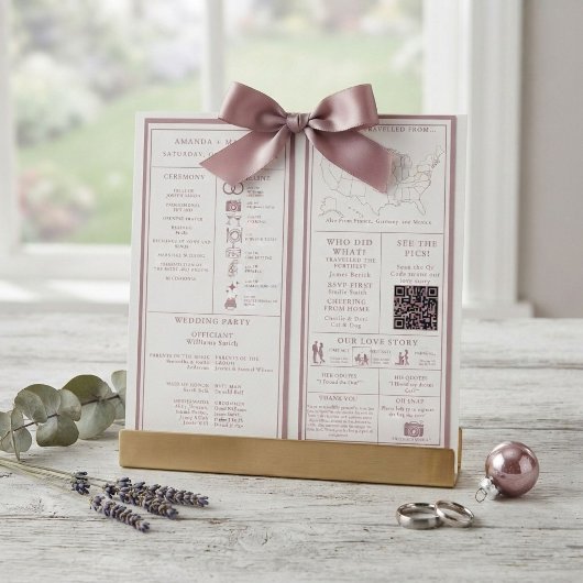 Programme Infographique de Mariage Rose Poussiéreu