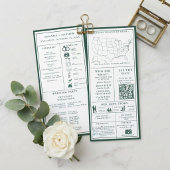Programme Infographique de Mariage Vert Émeraude