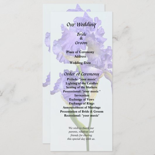 Programme Iris Triple Violet (Devant / Derrière)