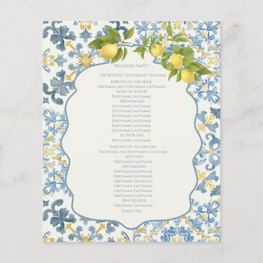 Programme italien de Cérémonie de Mariage de citro (Dos)