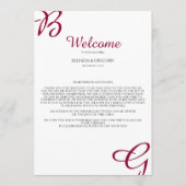 Programme Itinéraire de bienvenue du Mariage de automne des (Devant)