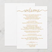 Programme Itinéraire de mariage à écriture dorée - Bienvenue (Devant / Derrière)