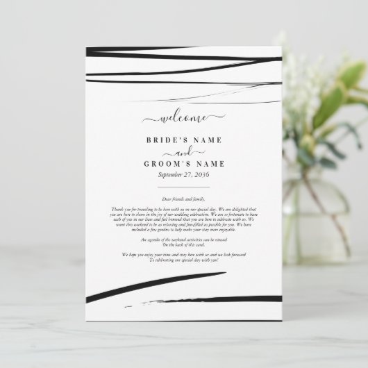 Programme Itinéraire de Mariage Abstrait noir blanc moderne (Debout devant)