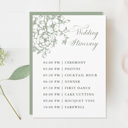 Programme Itinéraire de mariage classique Bloom Garden Sage