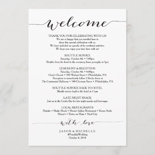 Programme Itinéraire de Mariage de script rustique - Accueil (Devant)