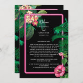 Programme Itinéraire de Mariage rétro néon rose (Devant / Derrière)