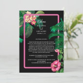 Programme Itinéraire de Mariage rétro néon rose (Debout devant)