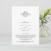 Programme Itinéraire du Mariage de monogramme Clam Seashell (Debout devant)