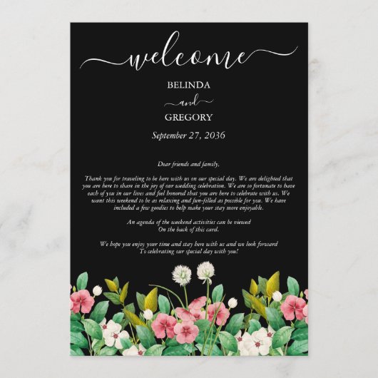 Programme Itinéraire du Mariage noir de Periwinkle fleur sau (Devant)