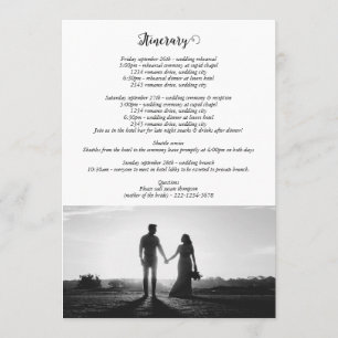 Programme Itinéraire du Mariage photo de script blanc et noi