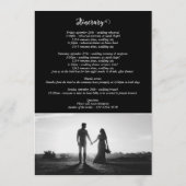 Programme Itinéraire du Mariage photo en noir et blanc (Dos)