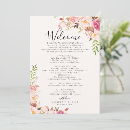 Programme Itinéraire du Mariage Rose antique - Agenda du cli (Debout devant)