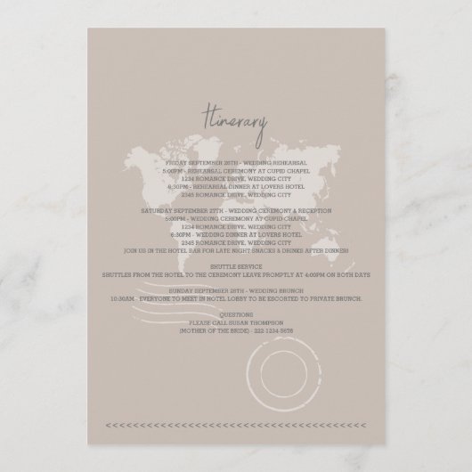 Programme Itinéraire du passeport de mariage de destination (Dos)