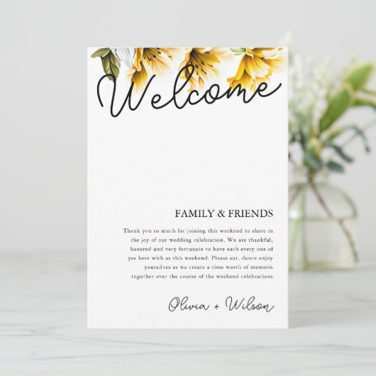 Programme Itinéraire du week-end Mariage jaune moderne (Debout devant)