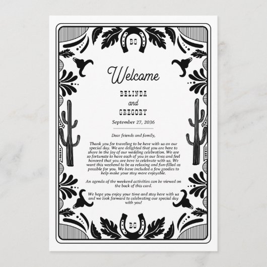 Programme Itinéraire Mariage de cowboy du pays occidental (Devant)