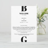 Programme Itinéraire Mariage de Monogramme noir et blanc mod (Debout devant)