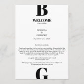 Programme Itinéraire Mariage de Monogramme noir et blanc mod (Devant)