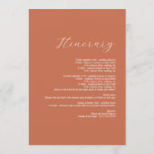 Programme Itinéraire Mariage de script élégant en terre cuit (Dos)