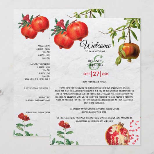 Programme Itinéraire Mariage méditerranéen de grenade (Devant / Derrière)