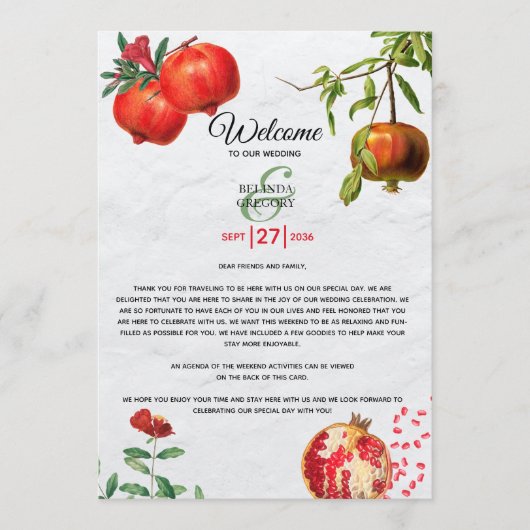 Programme Itinéraire Mariage méditerranéen de grenade (Devant)