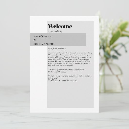 Programme Itinéraire moderne de Mariage noir et blanc (Debout devant)