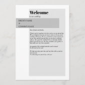 Programme Itinéraire moderne de Mariage noir et blanc (Devant)