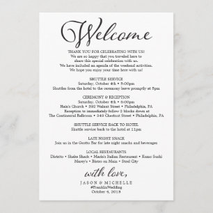 Programme Itinéraire rustique de mariage de manuscrit -