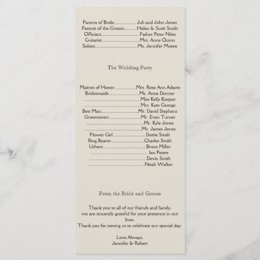 Programme Ivory Black and Gold Mariage damassé (Dos)